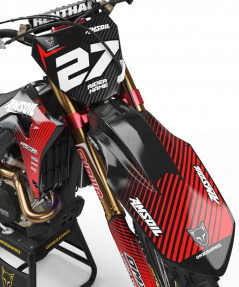 Red Grey and Black Dirt Bike Graphics Kit For Honda - Throttle - Front