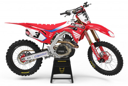 Red and White Dirt Bike Graphics Kit For Honda - Stock