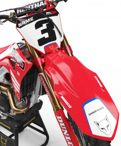 Red and White Dirt Bike Graphics Kit For Honda - Stock - Front