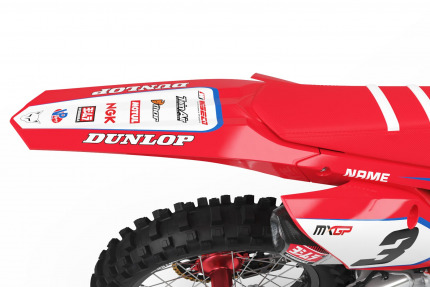 Red and White Dirt Bike Graphics Kit For Honda - Stock - Back