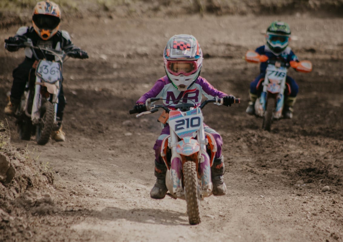 Kids shop riding motorbikes