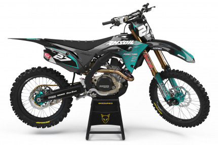 Teal Grey and Black Dirt Bike Graphics Kit For Honda - Throttle Teal