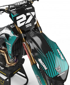 Teal Grey and Black Dirt Bike Graphics Kit For Honda - Throttle Teal - Front