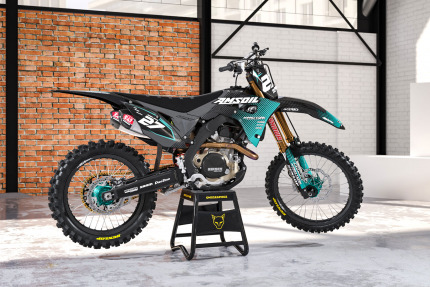 Teal Grey and Black Dirt Bike Graphics Kit For Honda - Throttle Teal - Promo