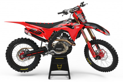 Red and Black Dirt Bike Graphics Kit For Honda - HOLESHOT