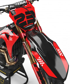 Red and Black Dirt Bike Graphics Kit For Honda - HOLESHOT - Front