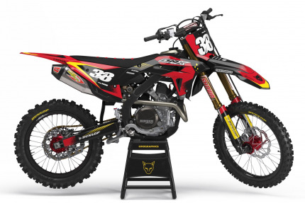 Black and Red Dirt Bike Graphics Kit For Honda - Blast Black Red