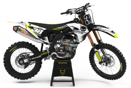 Custom Dirt Bike Graphics Blast Kawasaki White Black