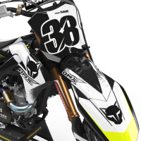 Custom Dirt Bike Graphics Blast Kawasaki White Black Front