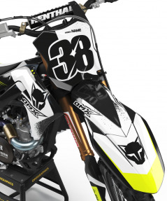 Custom Dirt Bike Graphics Blast Kawasaki White Black Front