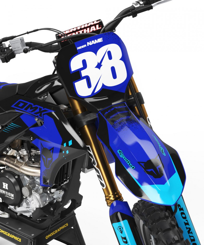 Custom Dirt Bike Graphics Blast Yamaha Blue Front