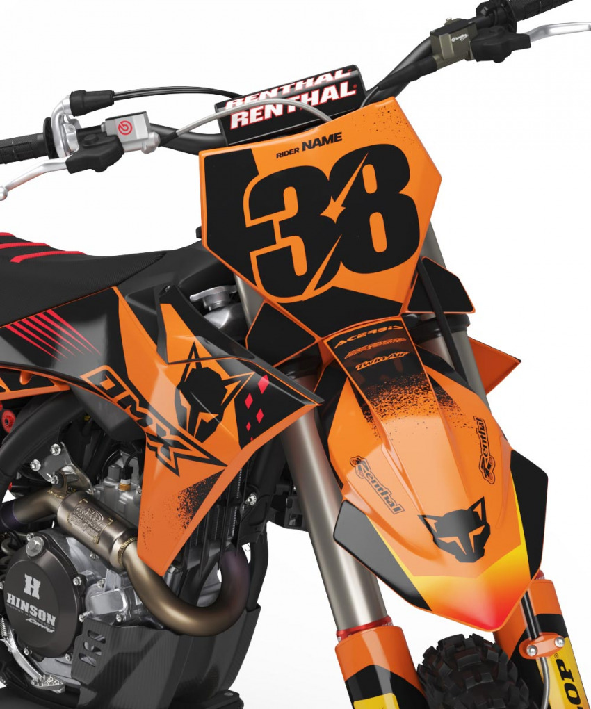 Dirt Bike Graphics for KTM Blast Orange Black Front