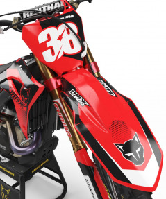 Red and Black Dirt Bike Graphics Kit For Honda - Blast - Front