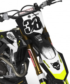 Black and White Dirt Bike Graphics Kit For Honda - Blast White - Front