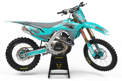 Teal and Grey Dirt Bike Graphics Kit For Honda - Blast Teal