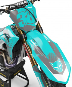 Teal and Grey Dirt Bike Graphics Kit For Honda - Blast Teal - Front