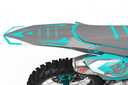 Teal and Grey Dirt Bike Graphics Kit For Honda - Blast Teal - Back