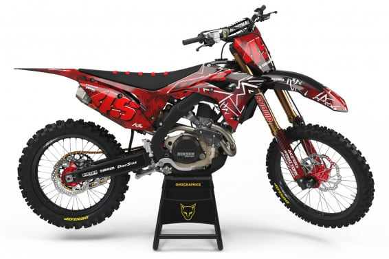 Red and Black Dirt Bike Graphics Kit For Honda - Battalion Red