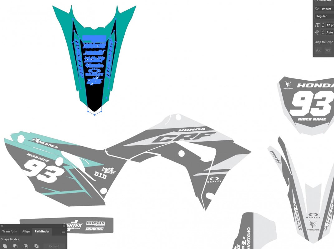 making changes to dirt bike graphics design