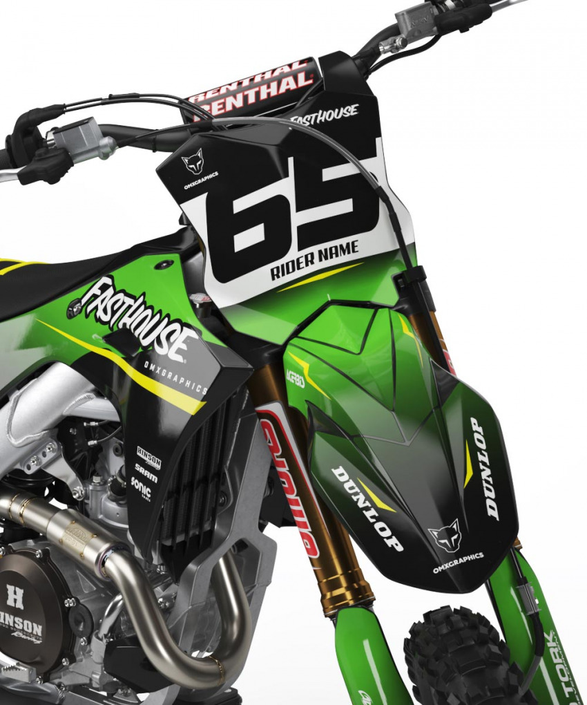 Custom Dirt Bike Graphics Kit for Kawasaki Reckless Front