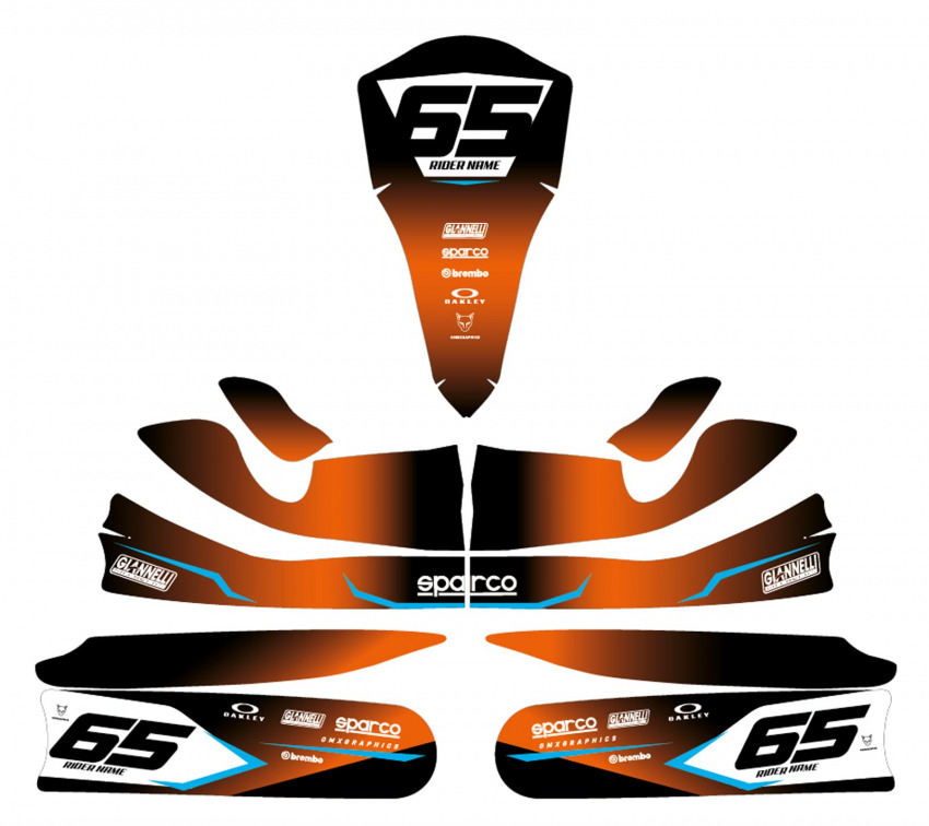 Custom Go Kart Graphics Kit Reckless Orange Layout