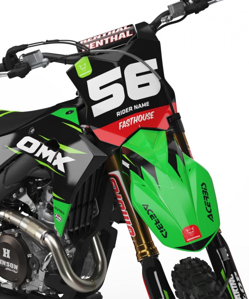 Kawasaki Motocross Graphics Kit Instinct Green Front