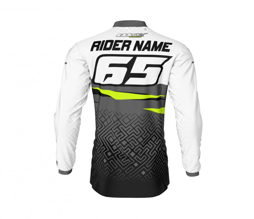 Custom MX Jersey in Grey and Lime Color AMAZE Back Side