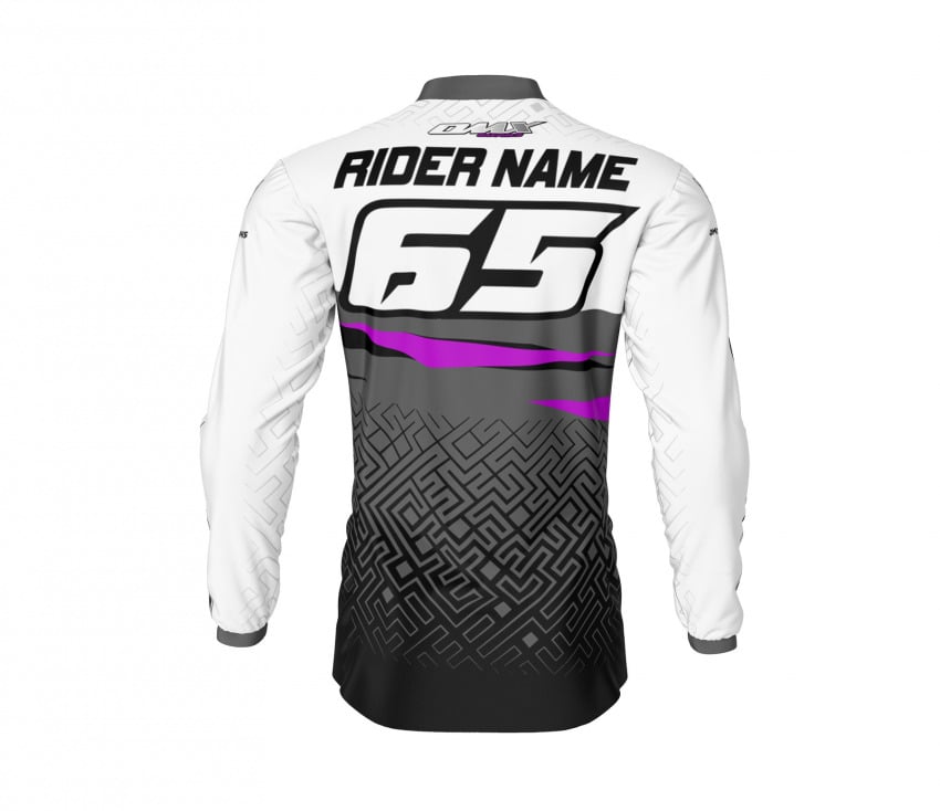 Custom MX Jersey in Grey and Purple AMAZE Back SIde