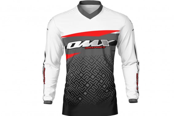 Custom MX Jersey in Grey and Red Color AMAZE Front SIde