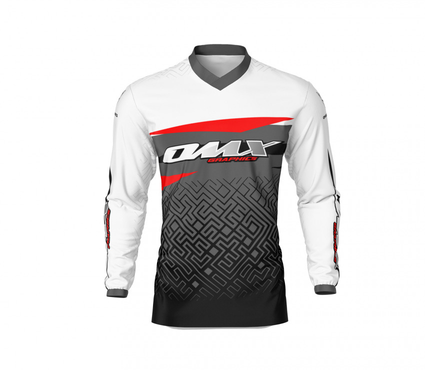 Custom MX Jersey in Grey and Red Color AMAZE Front SIde