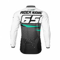 Custom MX Jersey in Grey and Teal Color AMAZE Back Side