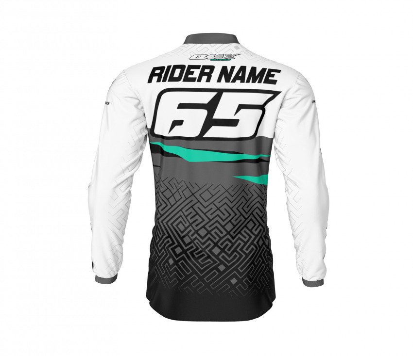 Custom MX Jersey in Grey and Teal Color AMAZE Back Side