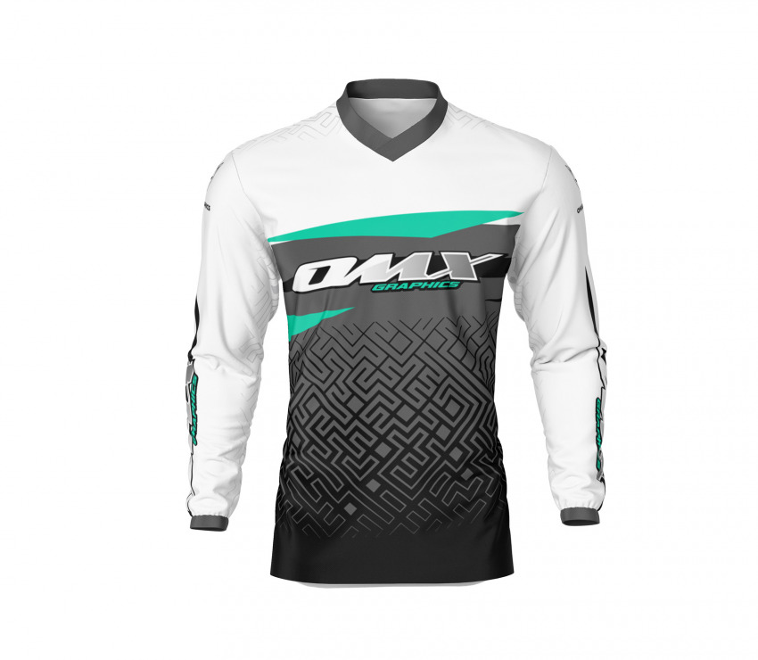 Custom MX Jersey in Grey and Teal Color AMAZE Front Side