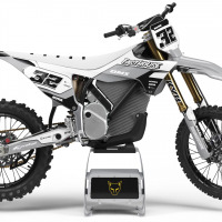 MX Graphics Kit for Stark Varg Dirt Bike Grey and White Trace