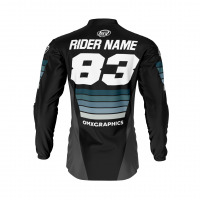 Black with Blue Motocross Jersey CHARGE Back Side