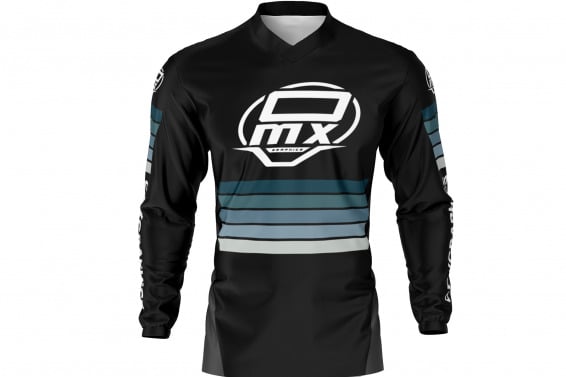 Black with Blue Motocross Jersey CHARGE Front