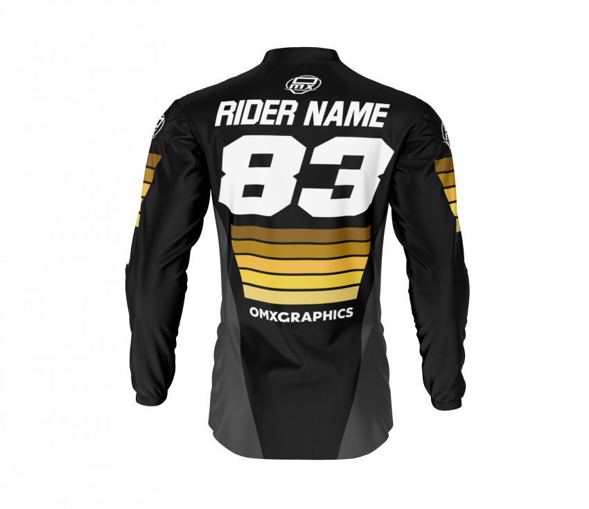 Motocross Jersey in Black and Gold Color CHARGE Back Side