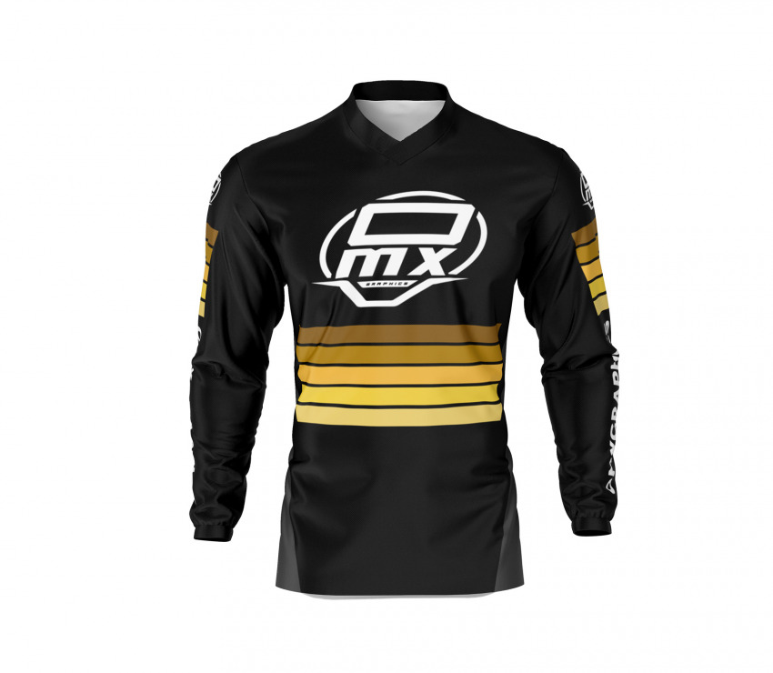 Motocross Jersey in Black and Gold Color CHARGE Front Side