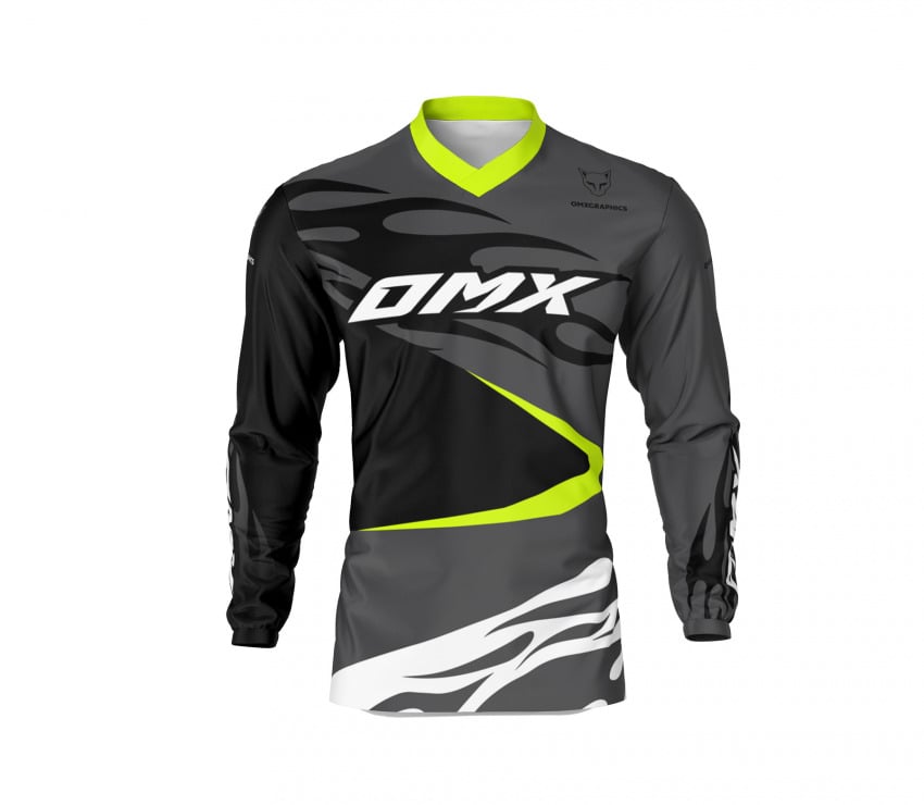 Custom Motocross Jersey FURY in Black and Grey Front