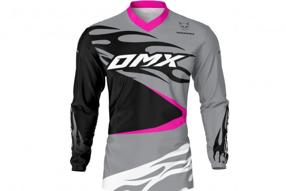 Grey Mx Jersey with Pink Elements FURY Front SIde