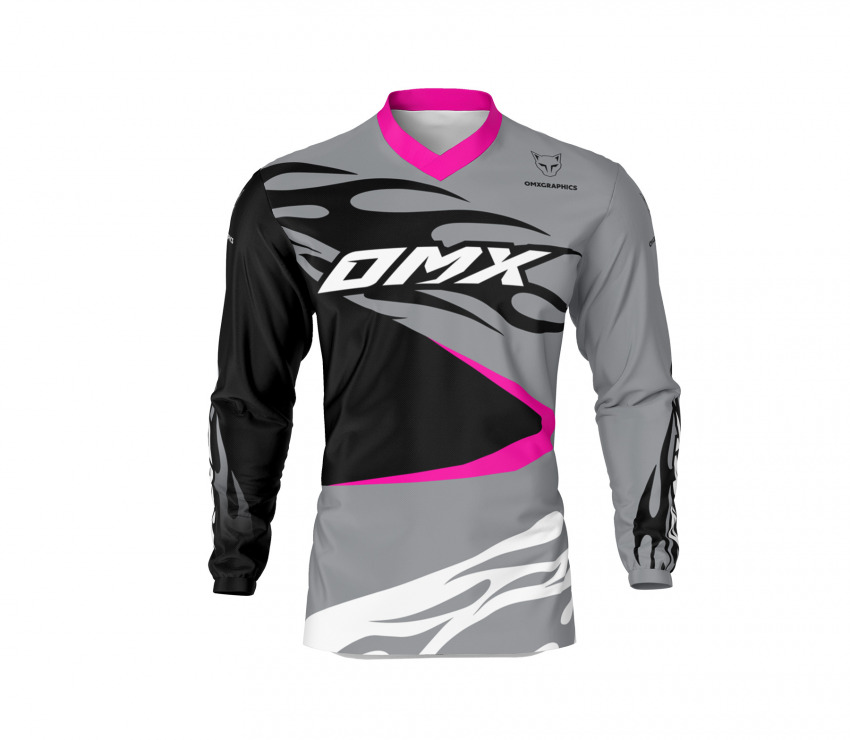 Grey Mx Jersey with Pink Elements FURY Front SIde