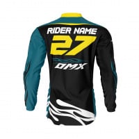 Motocross Jersey in Teal with Black FURY Back Side