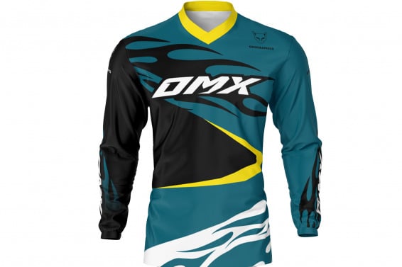 Motocross Jersey in Teal with Black FURY Front Side