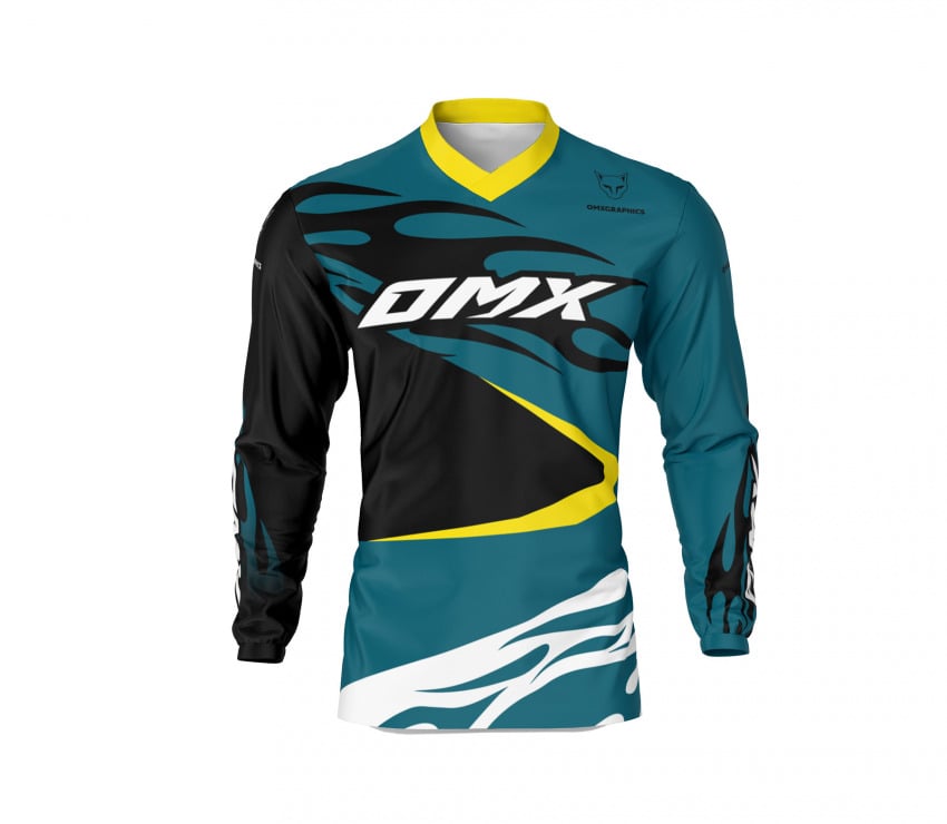 Motocross Jersey in Teal with Black FURY Front Side