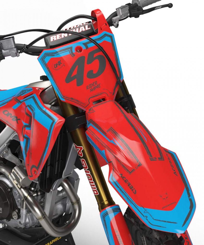 Mx Graphics for Honda Dirt Bike TOON Red and Blue Front