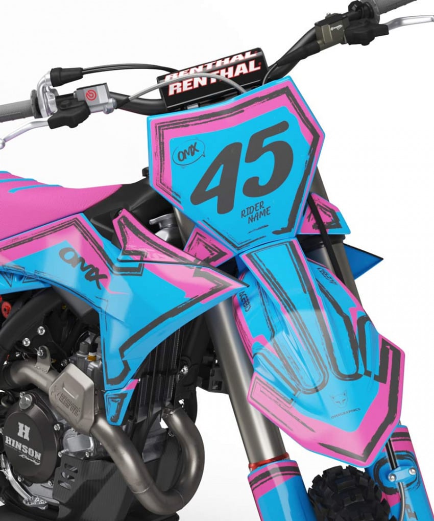 Mx Graphics for KTM Dirt Bike TOON Pink and Blue Front