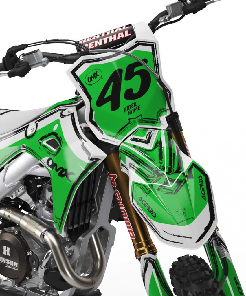 Mx Graphics for Kawasaki Dirt Bike TOON Green Front