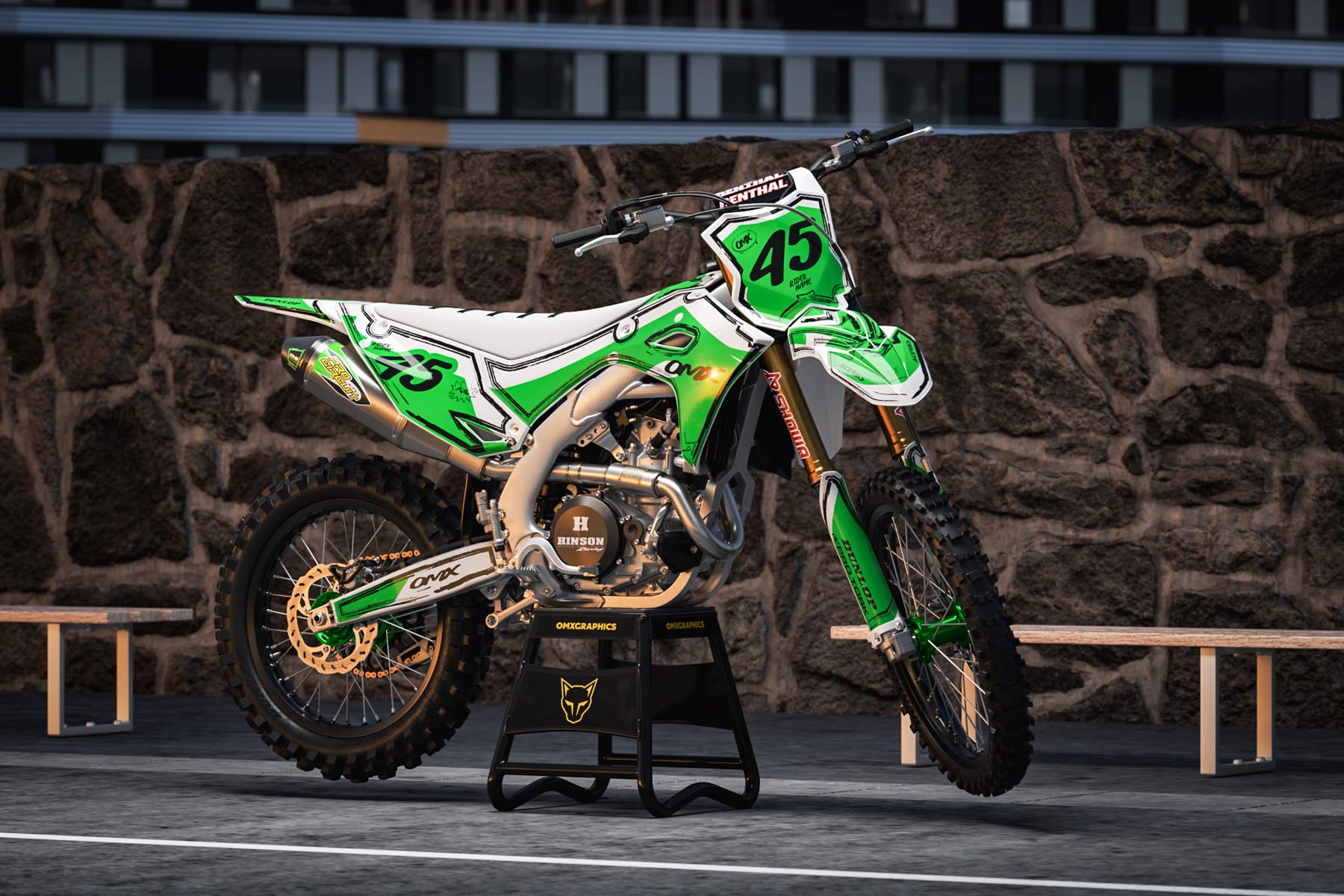 Mx Graphics for Kawasaki Dirt Bike TOON Green Promo