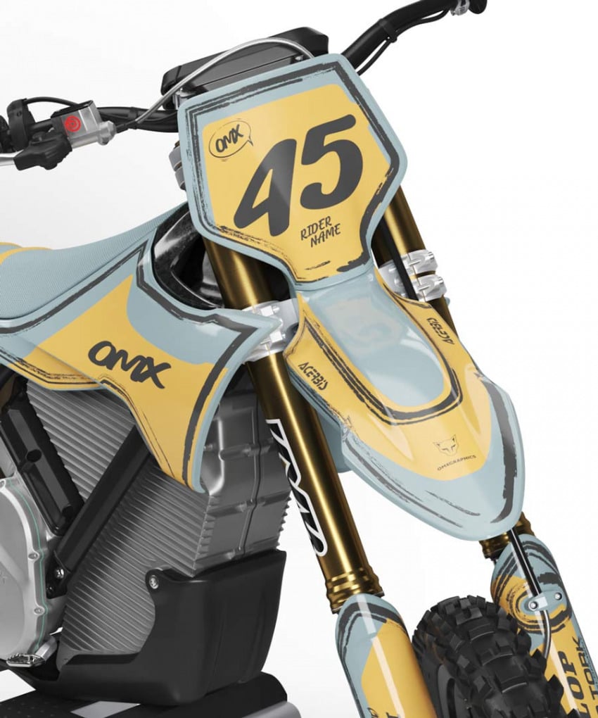 Mx Graphics for Stark Varg Dirt Bike TOON Sand and Grey Front