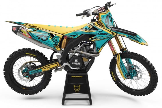 Mx Graphics for Suzuki Dirt Bike TOON Teal and Yellow